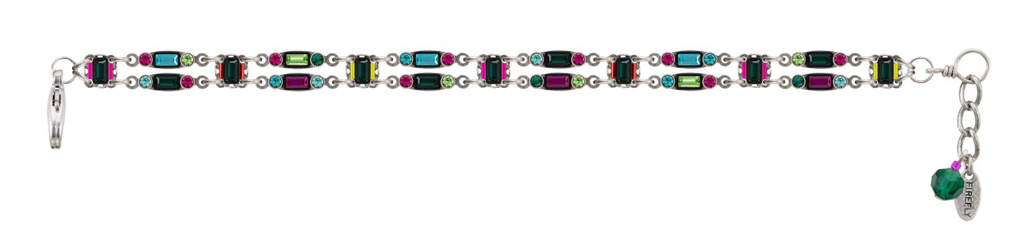 3145-EM Architectural Petite Double Line Bracelet-Emerald