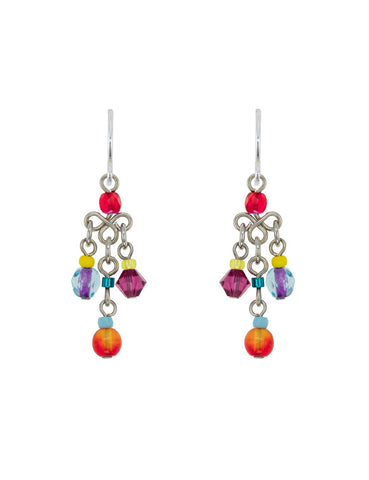 6419-MC Short Delicate Earrings-Multicolor