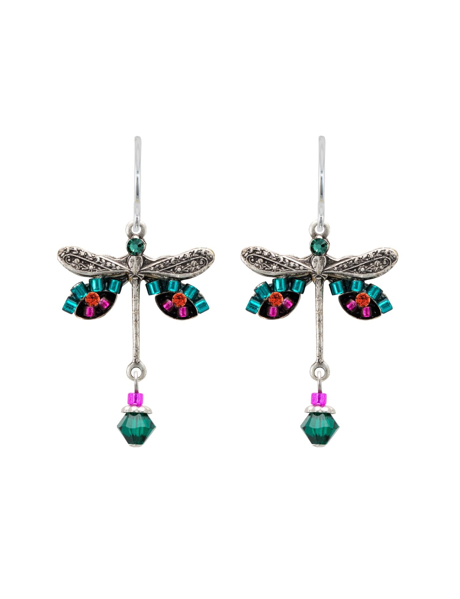 6625-EM Dragonfly Earrings-Emerald