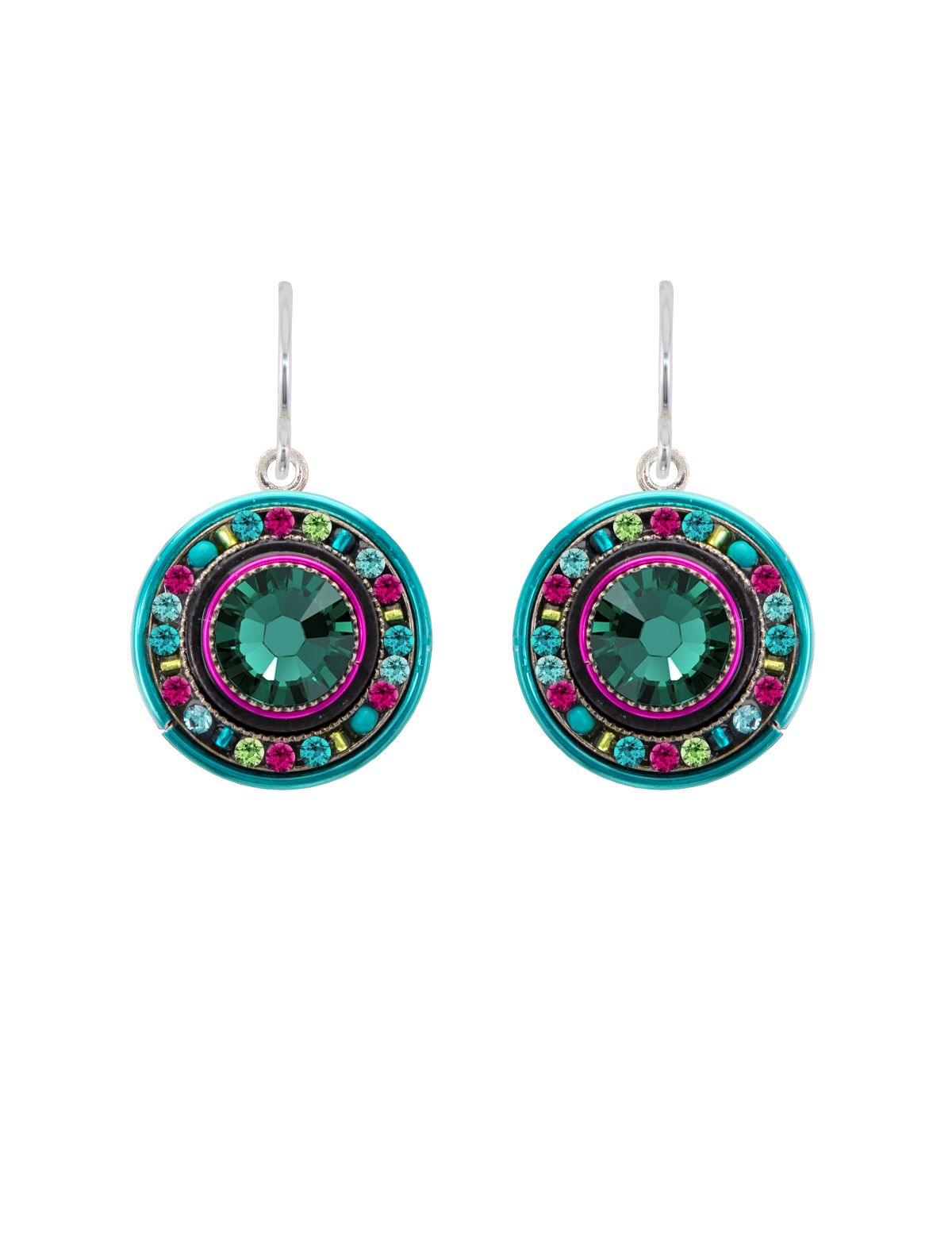 6634-EM La Dolce Vita Round Earrings-Emerald