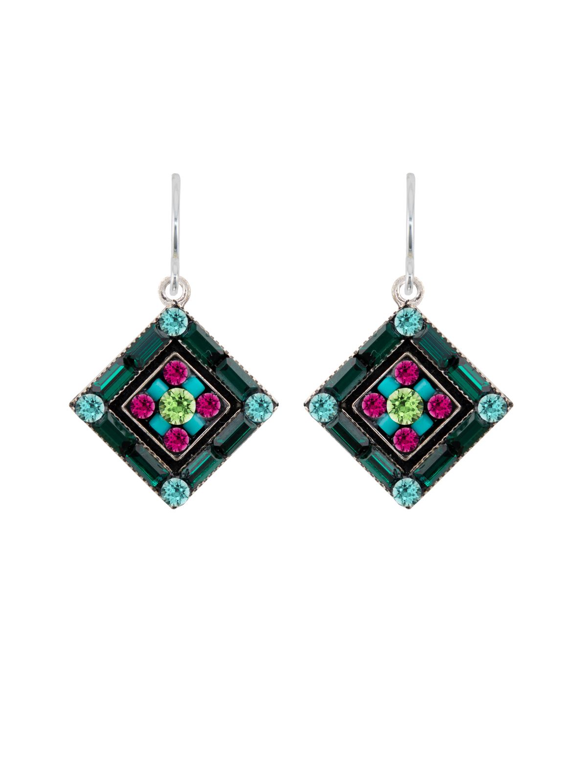 6725-EM La Dolce Vita Crystal Diagonal Earrings- Emerald