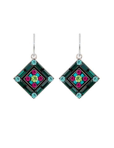 6725-EM La Dolce Vita Crystal Diagonal Earrings- Emerald