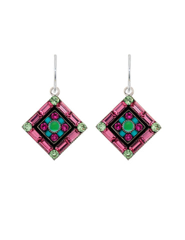 6725-ROSE La Dolce Vita Crystal Diagonal Earrings- Rose