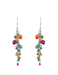 6778-MC Delicate Crystal Cascade Earrings-Multi Color