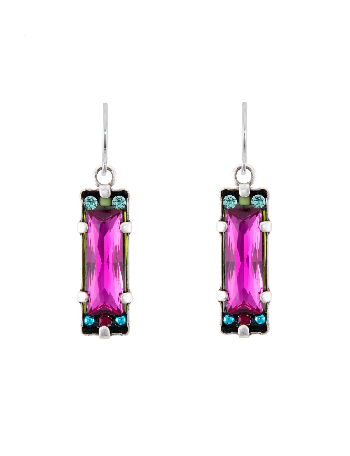 6810-FH Crystal Earrings-Fuchsia