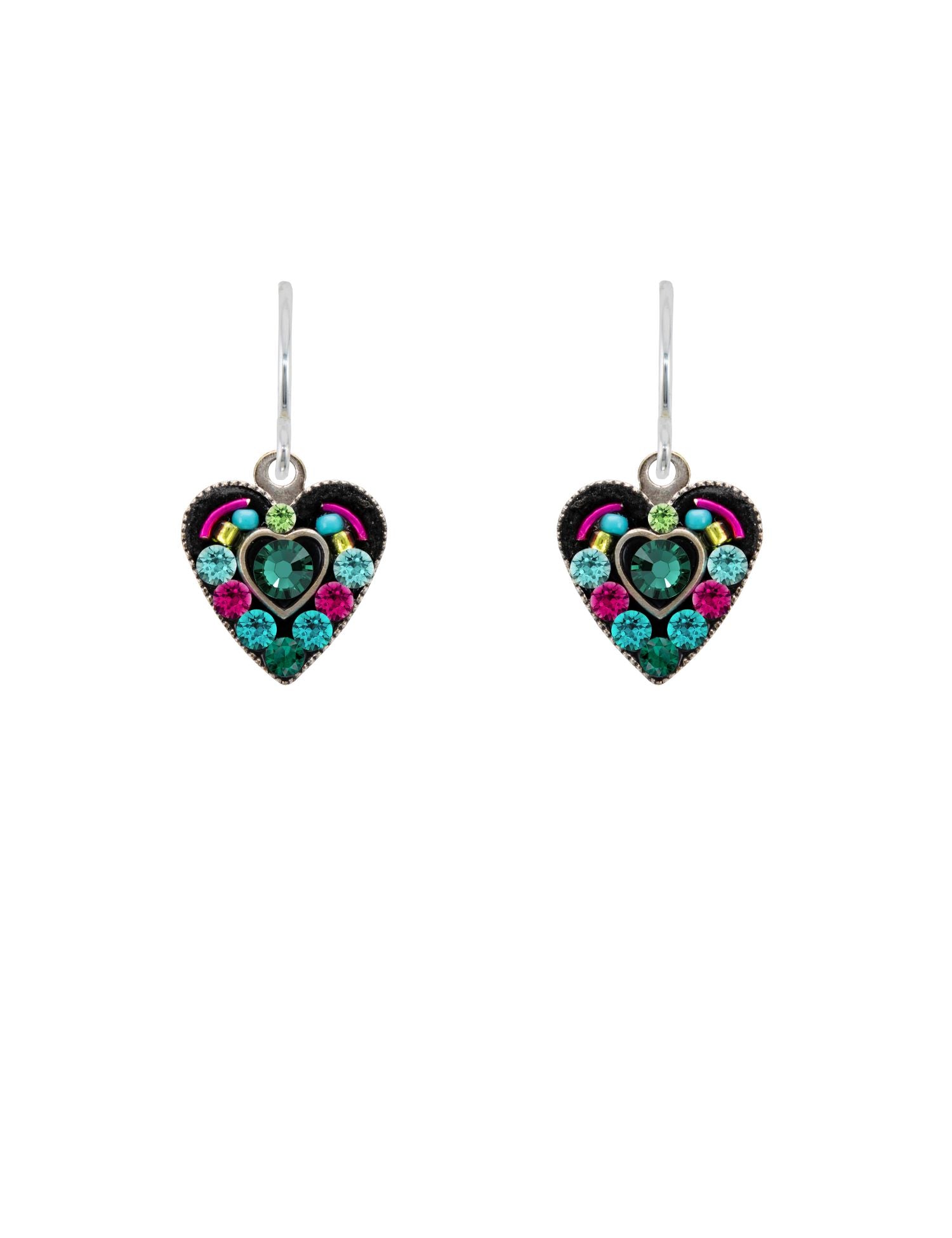 7309-EM Small Emerald Crystal Heart Earrings-Emerald