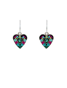 7309-EM Small Emerald Crystal Heart Earrings-Emerald