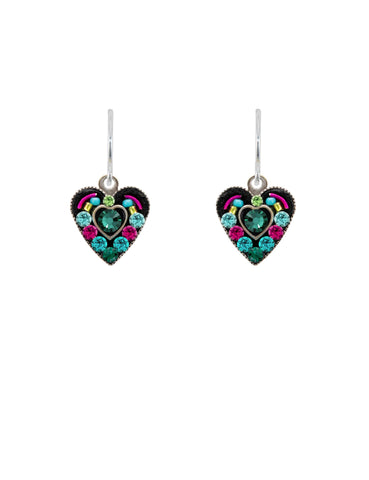 7309-EM Small Emerald Crystal Heart Earrings-Emerald