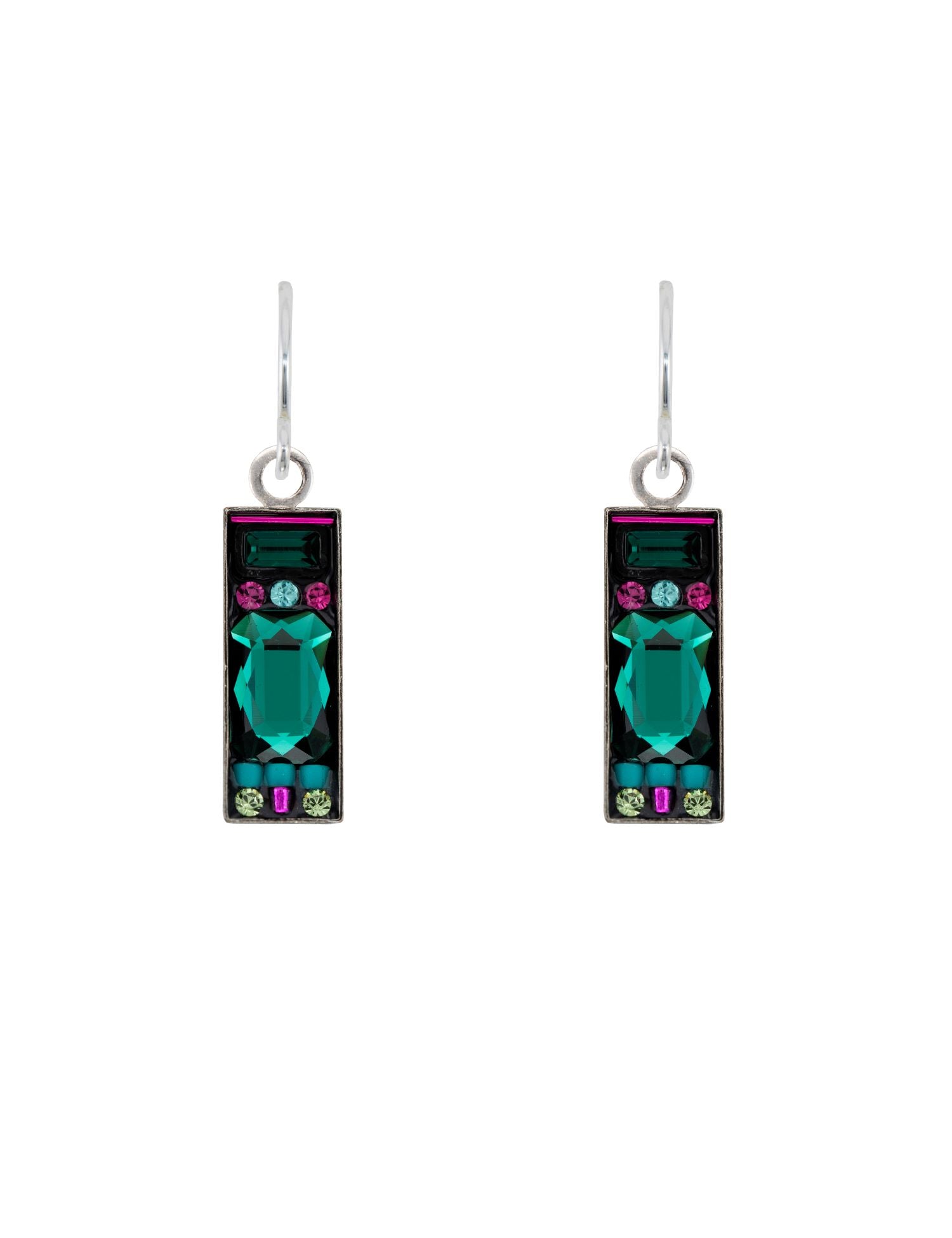 7477-EM La Dolce Vita Rectangle Earrings-Emerald