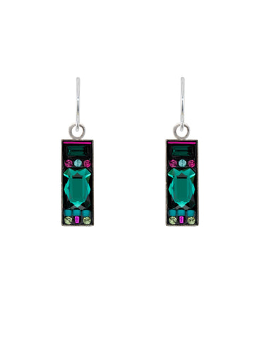 7477-EM La Dolce Vita Rectangle Earrings-Emerald