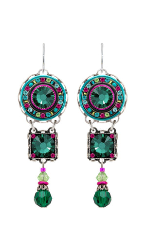 7478-EM La Dolce Vita 3 Tier Earrings-Emerald