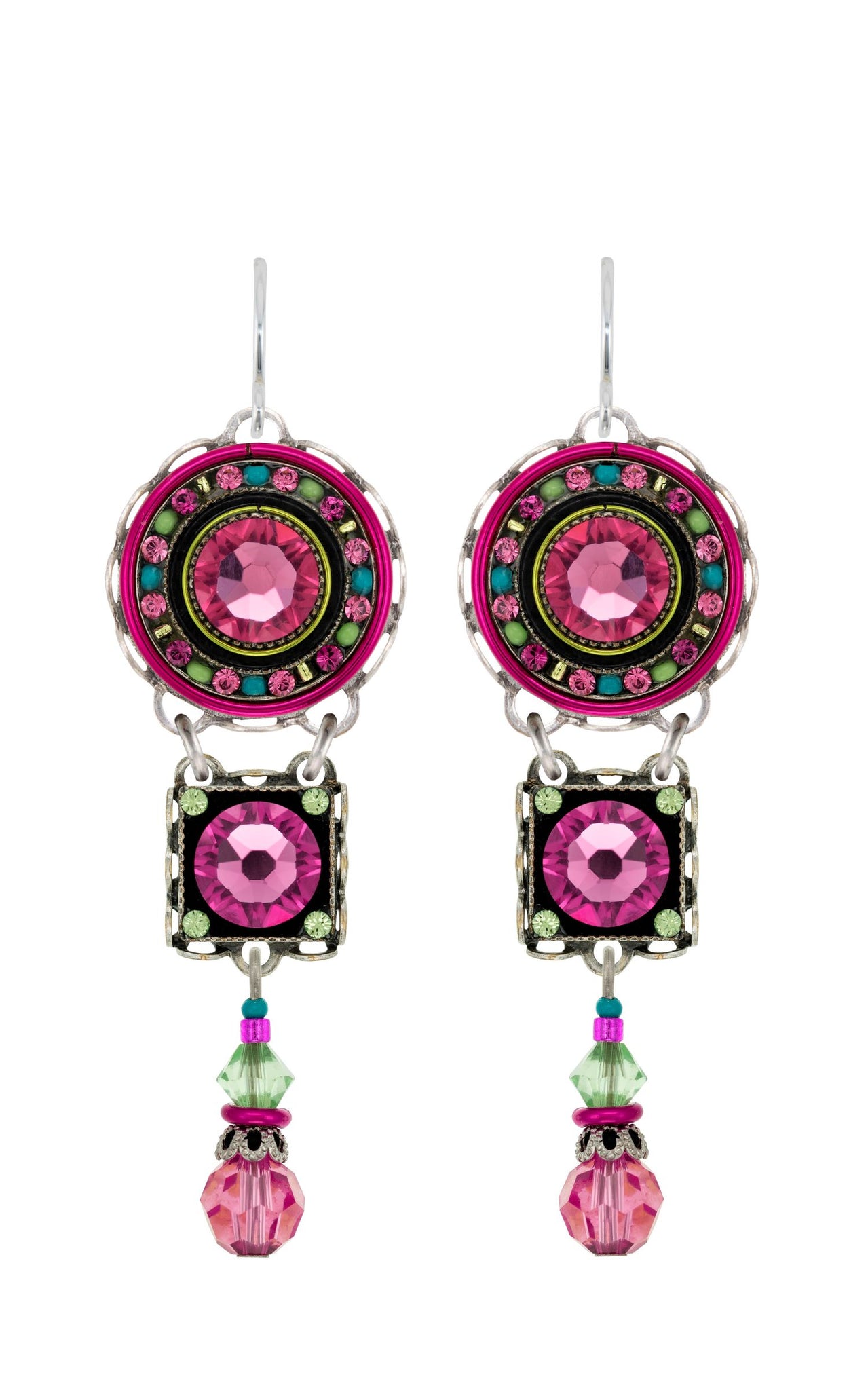 7478-ROSE La Dolce Vita 3 Tier Earrings-Rose