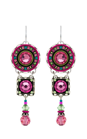 7478-ROSE La Dolce Vita 3 Tier Earrings-Rose