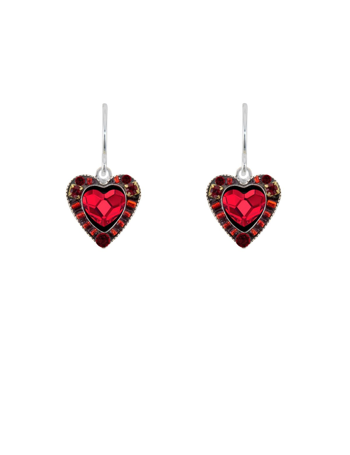 7557-R Rose Heart Earrings-Red