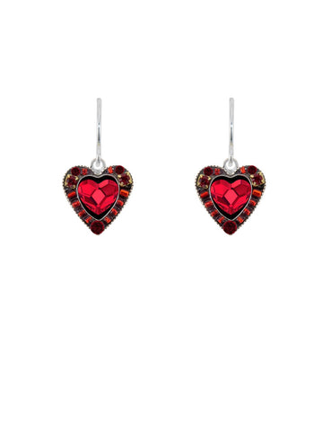 7557-R Rose Heart Earrings-Red