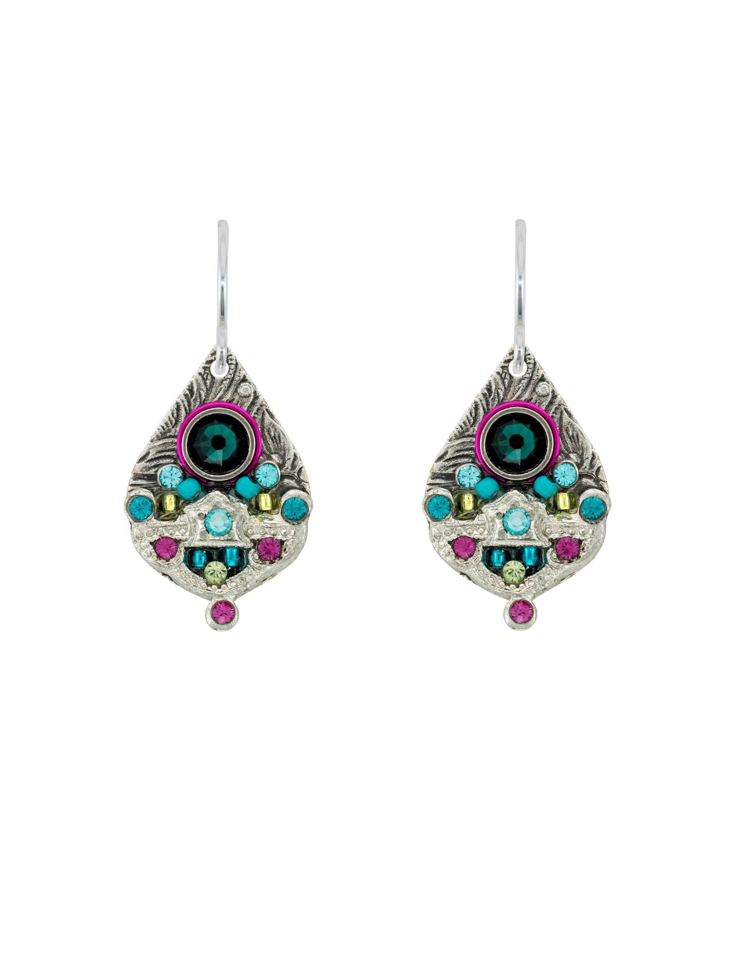 7775-EM Mosaic Detailed Drop Earring-Emerald