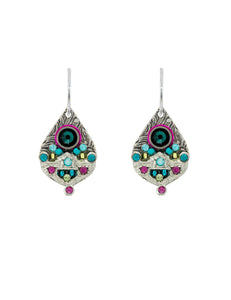 7775-EM Mosaic Detailed Drop Earring-Emerald