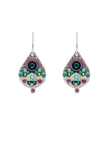7775-EM Mosaic Detailed Drop Earring-Emerald