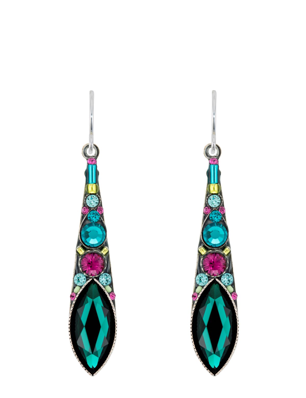 7849-EM Gazelle Large Drop Earrings-Emerald
