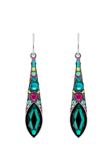 7849-EM Gazelle Large Drop Earrings-Emerald
