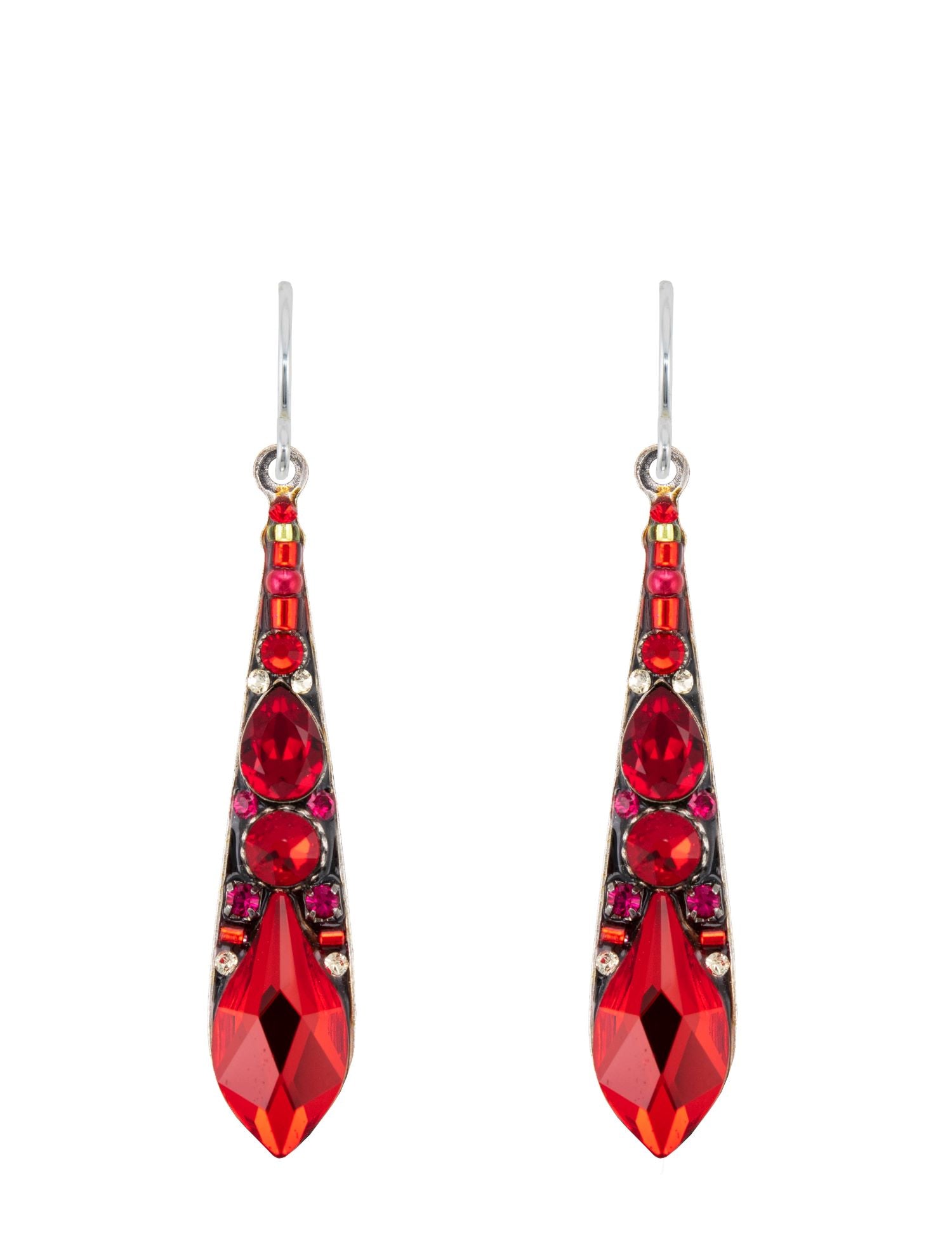 7849-R Gazelle Large Drop Earrings-Red