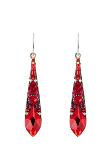 7849-R Gazelle Large Drop Earrings-Red