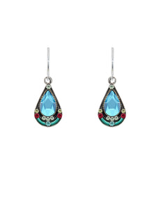 7913-AQ Mosaic Drop Earrings-Aquamarine