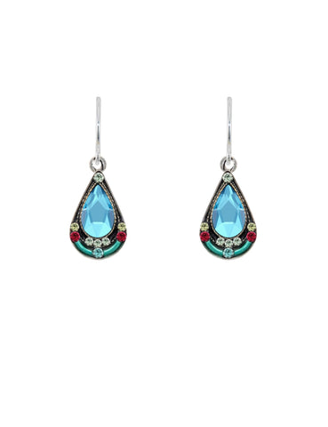 7913-AQ Mosaic Drop Earrings-Aquamarine