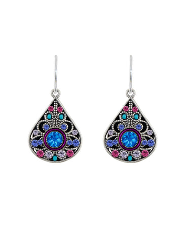 7955-SAP Large Filagree Earrings-Sapphire