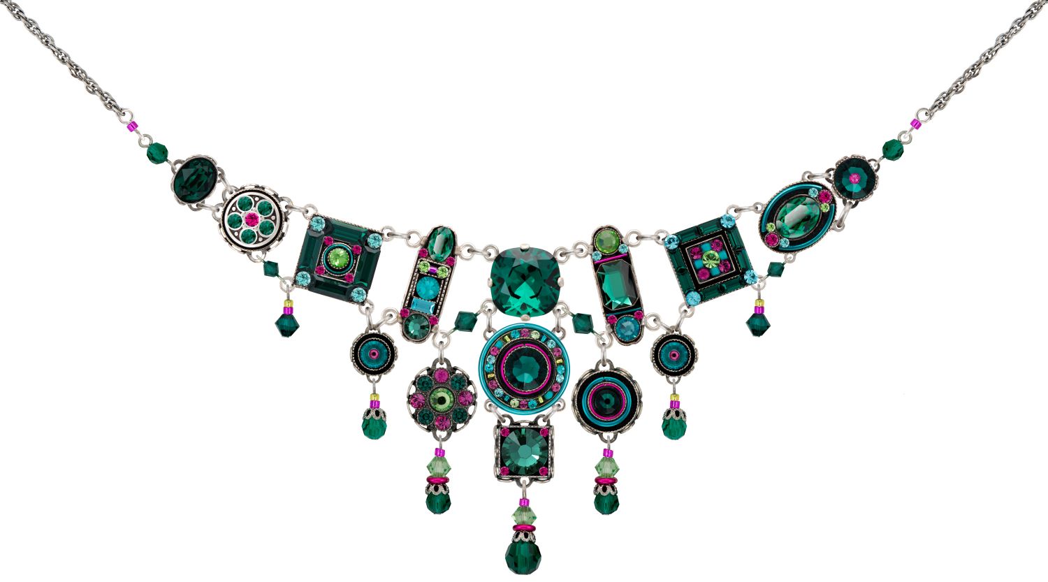 8300-EM La Dolce Vita Elaborate Necklace-Emerald