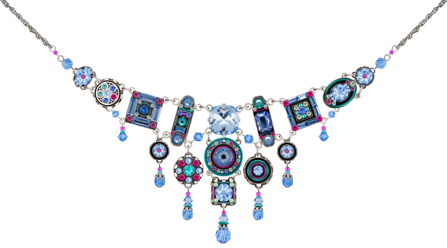 8300-LB La Dolce Vita Elaborate Necklace-Light Blue