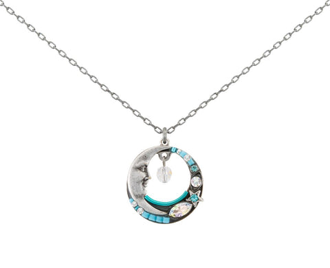 8356-ICE Celestial Moon Pendent Necklace-Ice