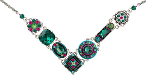 8411-EM La Dolce Vita Crystal V Necklace-Emerald