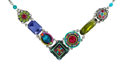 8411-MC La Dolce Vita Crystal V Necklace-Multicolor