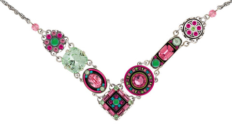 8411-Rose La Dolce Vita Crystal V Necklace-Rose
