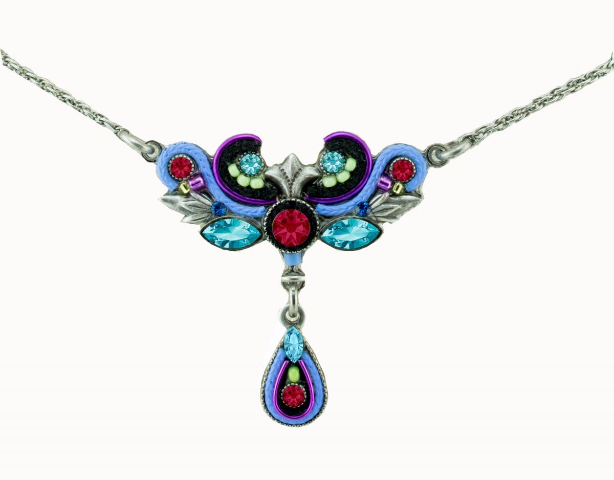 8599-PW Art Nouveau Necklace-Periwinkle