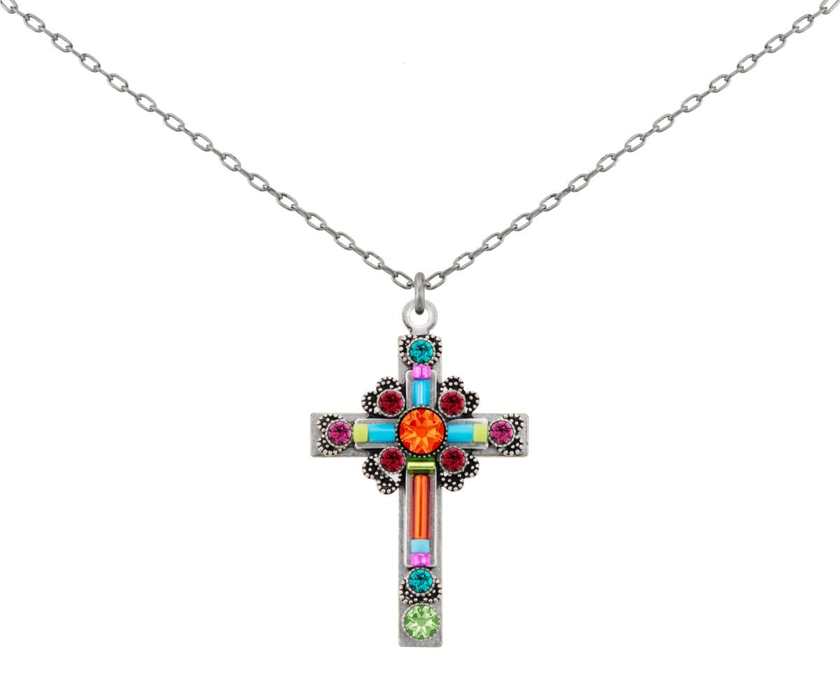 8795-MC Large Ornate Cross-Multicolor