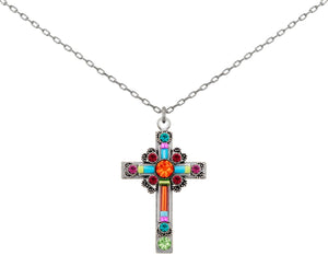 8795-MC Large Ornate Cross-Multicolor