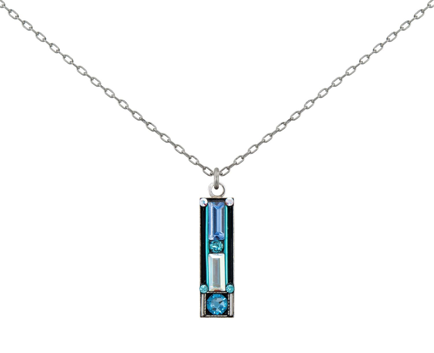 8889-ICE Architectural Rectangle Pendant Neck-Ice