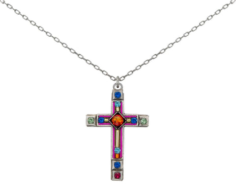 8929-MC Large Cross Pendant-Multicolor