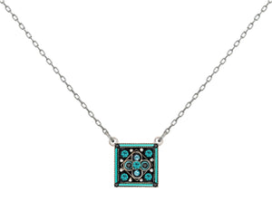 8999-Turq Architectural Square Pendant-Turquoise