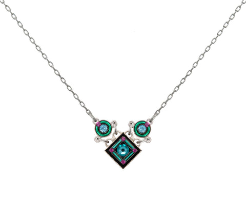 9000-LT Architectural Petite Necklace w/Diamond Shape-Light Turquoise