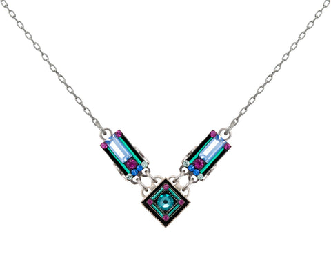 9001-LT Architectural Simple V Necklace-Light Turquoise