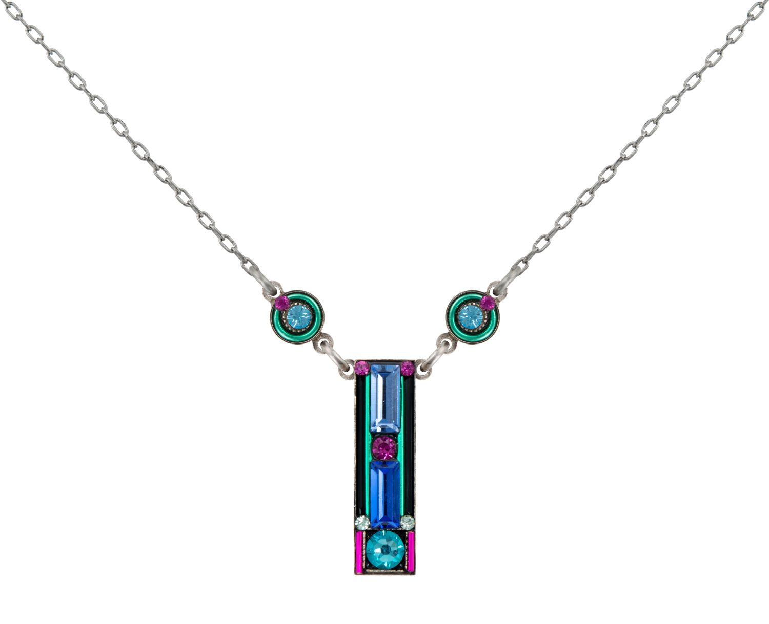 9020-LT Architectural Long Simple Necklace-Light Turquoise