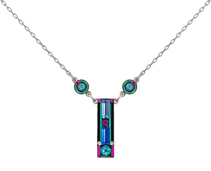 9020-LT Architectural Long Simple Necklace-Light Turquoise