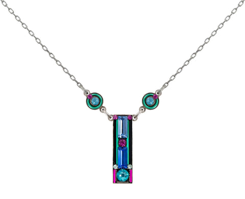 9020-LT Architectural Long Simple Necklace-Light Turquoise