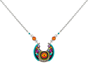 9034-MC Lunette Hoop Necklace-Multicolor