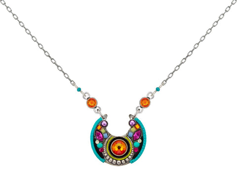 9034-MC Lunette Hoop Necklace-Multicolor