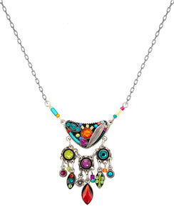 9040-MC Botanical Elaborate Necklace-Multicolor