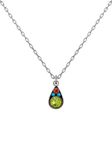 9042-MC Domas Drop Pendant Necklace-Multicolor